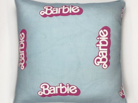 80 s Barbie™ Logo  Throw Pillow - Baby Blue Hot on Sale