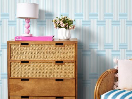 Roman Holiday Woven  Wallpaper by Barbie™ - Pale Blue Online Sale