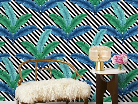 BarbieStyle™ Isla Palm  Wallpaper by Barbie™ - Azul & Verde For Sale