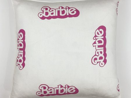 80 s Barbie™ Logo  Throw Pillow - White on Sale