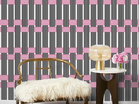 Roman Holiday Woven  Wallpaper by Barbie™ - Berry Black For Sale