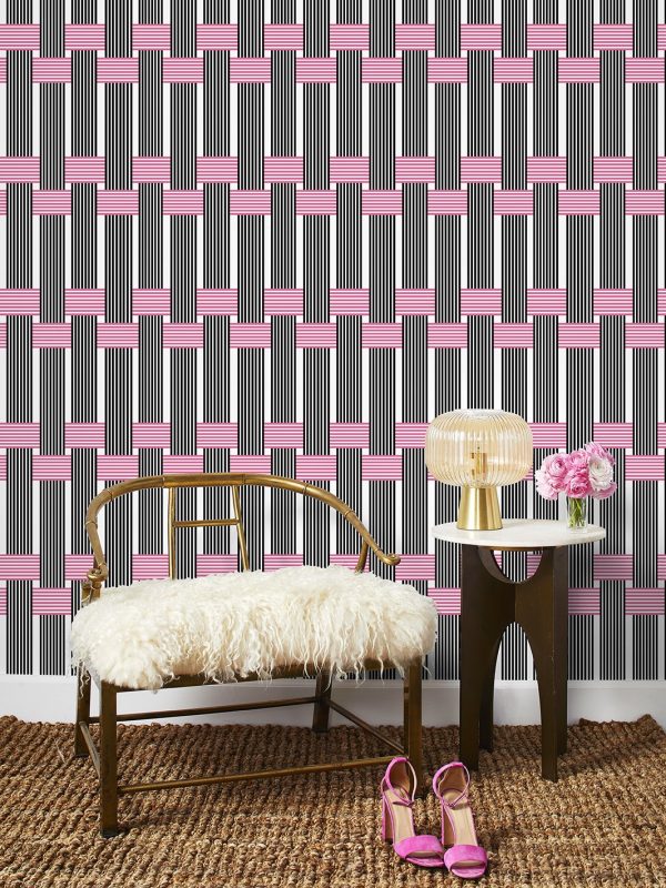 Roman Holiday Woven  Wallpaper by Barbie™ - Berry Black For Sale