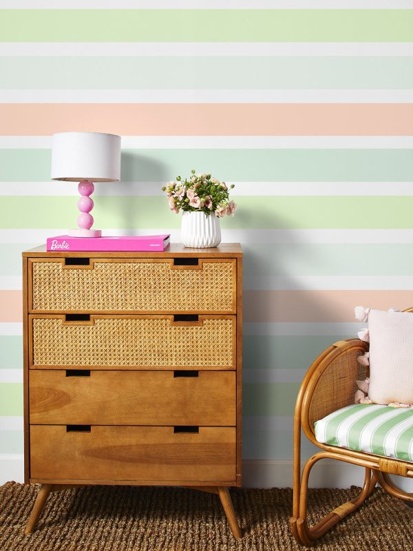 Ombre Stripe  Wallpaper by Barbie™ - Blush Hot on Sale