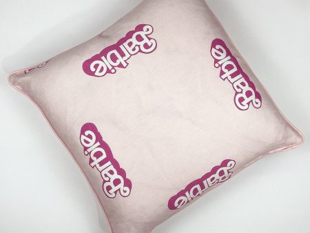 80 s Barbie™ Logo  Throw Pillow - Pink For Sale