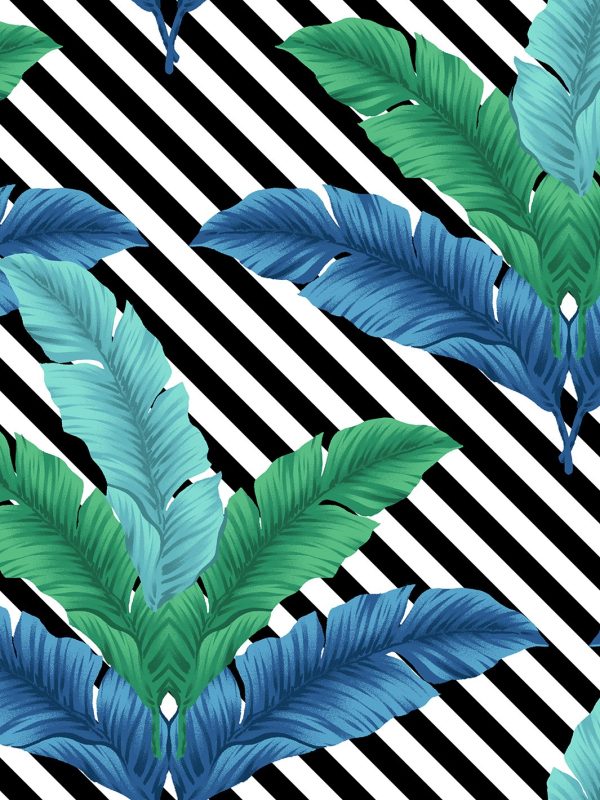 BarbieStyle™ Isla Palm  Wallpaper by Barbie™ - Azul & Verde For Sale