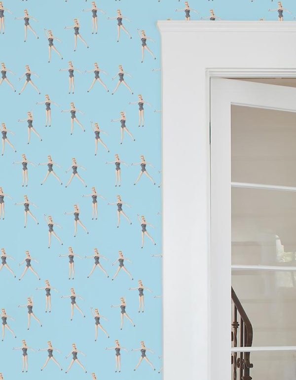 Vintage Barbie™ in Motion  Wallpaper by Barbie™ - Baby Blue Discount