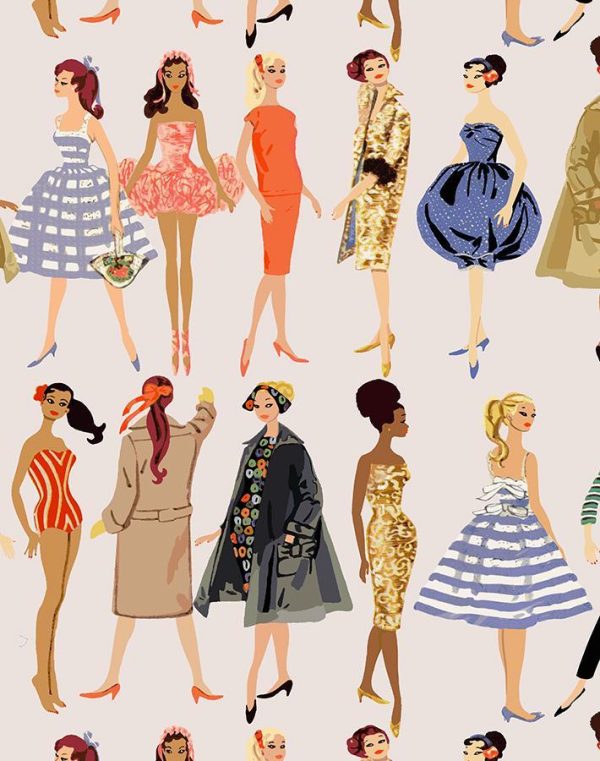 Vintage Illustration  Wallpaper by Barbie™ - Oyster For Discount