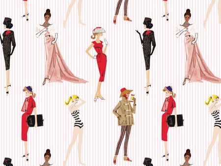 Vintage Pinstripe  Wallpaper by Barbie™ - Pink Fashion