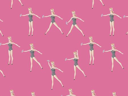 Vintage Barbie™ in Motion  Wallpaper by Barbie™ - Berry For Sale