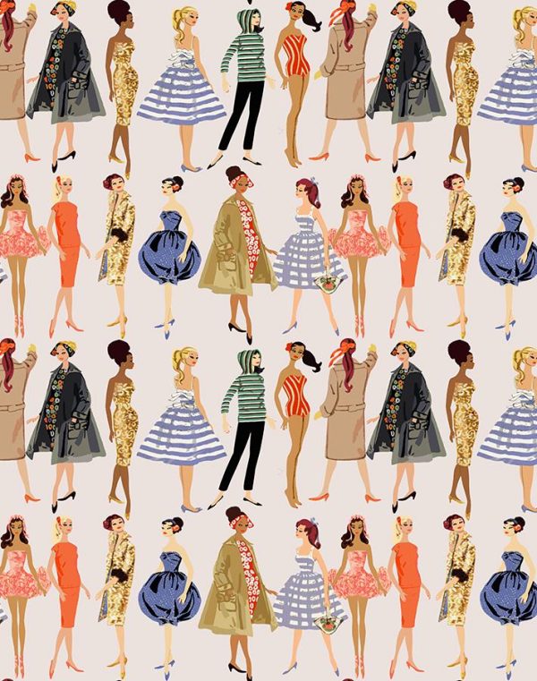 Vintage Illustration  Wallpaper by Barbie™ - Oyster For Discount