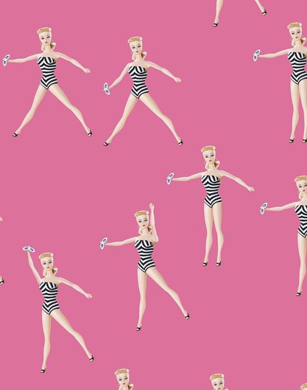 Vintage Barbie™ in Motion  Wallpaper by Barbie™ - Berry For Sale