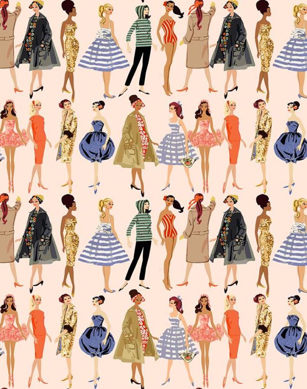 Vintage Illustration  Wallpaper by Barbie™ - Peach Supply