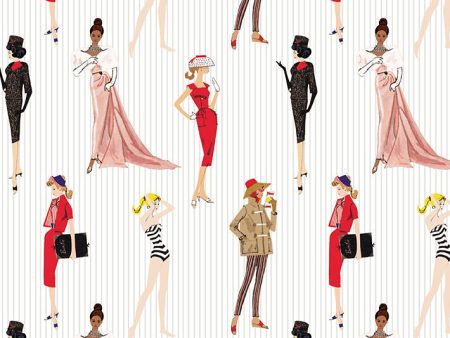 Vintage Pinstripe  Wallpaper by Barbie™ - Sand Hot on Sale