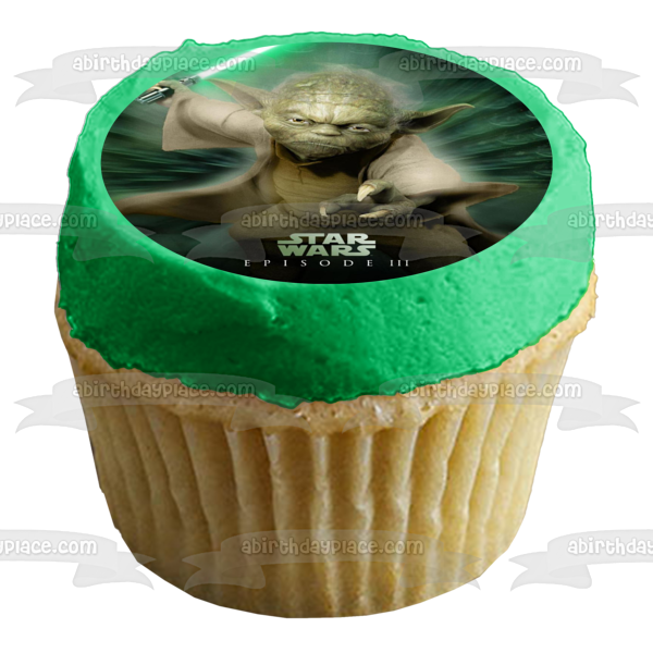 Star Wars Episode 3 Yoda and His Lightsaber Edible Cake Topper Image ABPID05710 Cheap