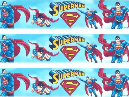 Superman Logo Flying with a Blue Background Edible Cake Topper Image Strips ABPID05678 Hot on Sale