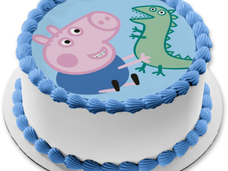 Peppa Pig Green Dinosaur and George Edible Cake Topper Image ABPID05662 Supply