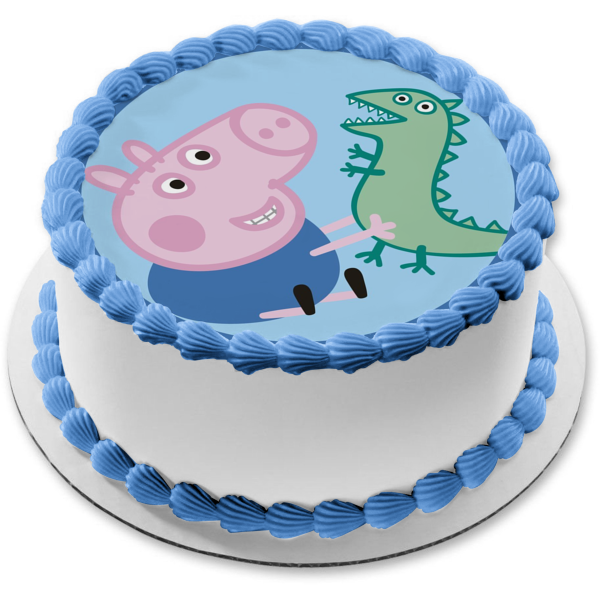 Peppa Pig Green Dinosaur and George Edible Cake Topper Image ABPID05662 Supply