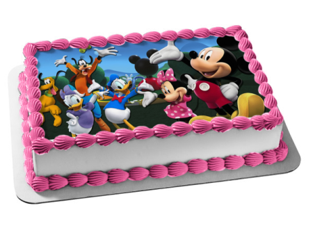 Mickey Mouse Clubhouse Minnie Mouse Goofy Pluto Donald Duck and Daisy Duck Edible Cake Topper Image ABPID05730 Online Sale