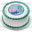 Peppa Pig Green Dinosaur and George Edible Cake Topper Image ABPID05662 Supply