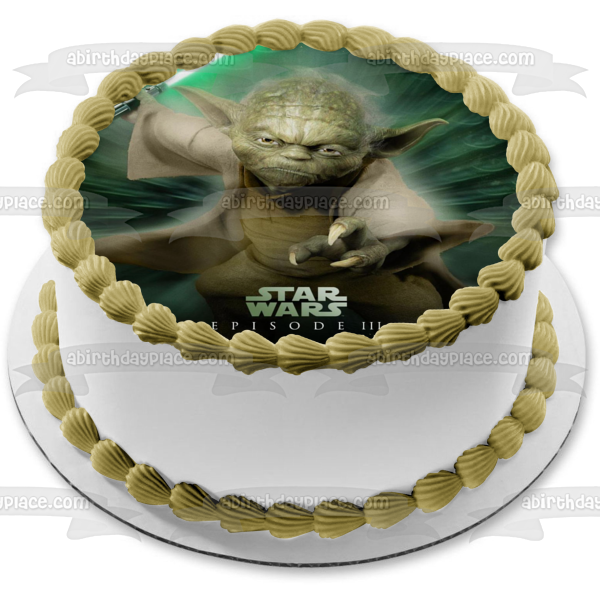 Star Wars Episode 3 Yoda and His Lightsaber Edible Cake Topper Image ABPID05710 Cheap