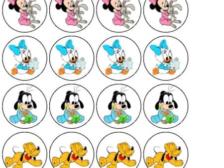 Baby Mickey Mouse Minnie Mouse Goofy Daisy Duck Pluto and Stuffed Animals Edible Cupcake Topper Images ABPID04908 Online