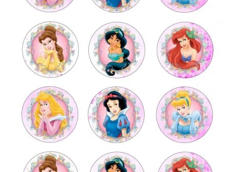 Princesses Cinderella Belle Ariel Snow White Jasmine and Aurora Edible Cupcake Topper Images ABPID05697 Online Hot Sale