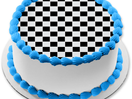 Checkered Flag Checkerboard Pattern Edible Cake Topper Image ABPID04663 Discount